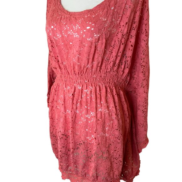 Passion Concepts Orange Lace Bat-wing Sleeves, Scoop neck Top Size Large - Picture 3 of 8